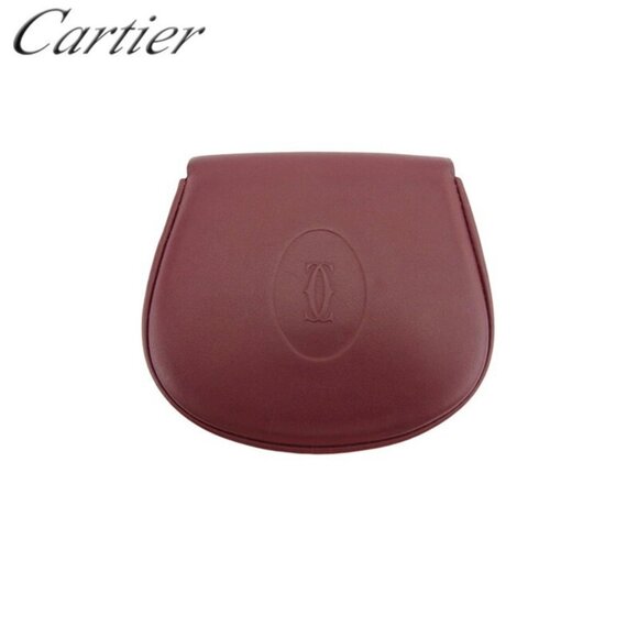 Cartier Coin Case Mastline Bordeaux Leather Authentic Used - Picture 2 of 9